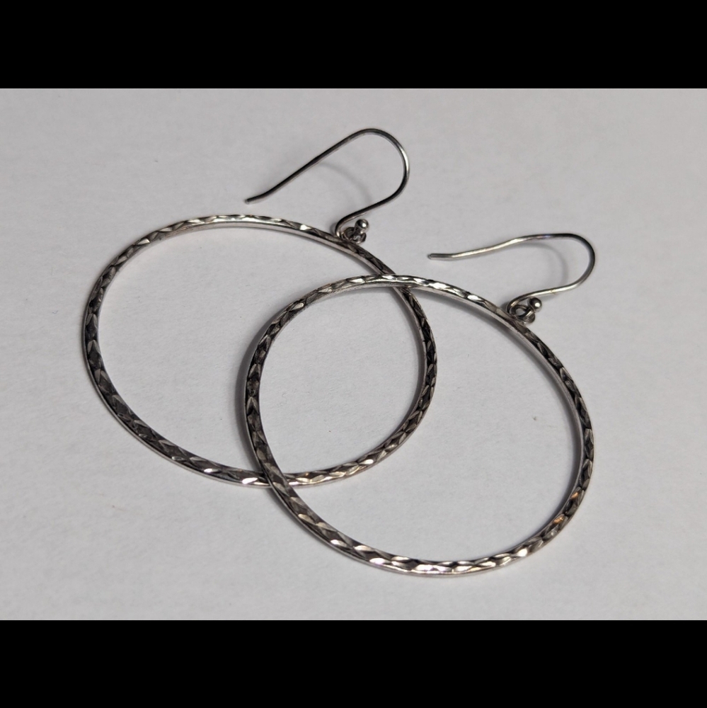 Silver Hoop Etched Earrings